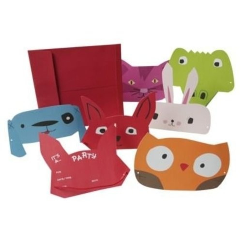 Zoomerang Set of 12 Animal Masks Party Invitations